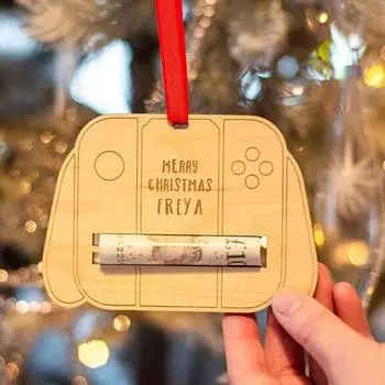 Рождественский держатель для денег, деревянный рождественский елочный орнамент, зажим для денег, праздничные украшения, подвесные аксессуары для рождественской елки A