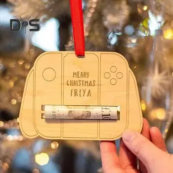 Рождественский держатель для денег, деревянный рождественский елочный орнамент, зажим для денег, праздничные украшения, подвесные аксессуары для рождественской елки A