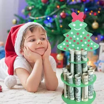 Рождественский держатель для денег, дом, наличные, Санта-дерево, лось, пингвин, деревянный держатель для хранения, настольный орнамент, праздник D