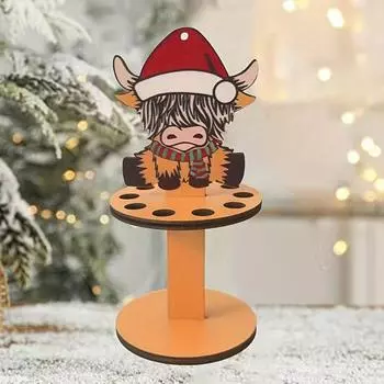 Рождественский держатель для денег, ручной работы, деревянный скот с украшением в виде шапки Санты, держатель для рождественских подарков с 10 отверстиями для украшения праздничного стола