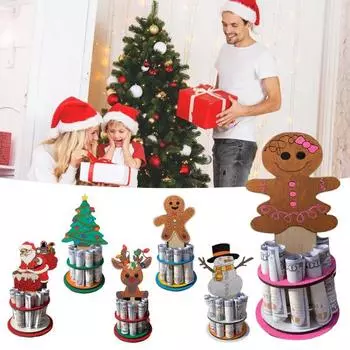 Рождественский держатель для денег, ручной работы, деревянный олень, снеговик, Санта, зажим для денег, центральный элемент для украшения дома в праздники Snowman