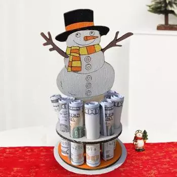 Рождественский держатель для денег ручной работы из дерева, олень, снеговик, Санта, зажим для денег, центральное украшение для рабочего стола Snowman