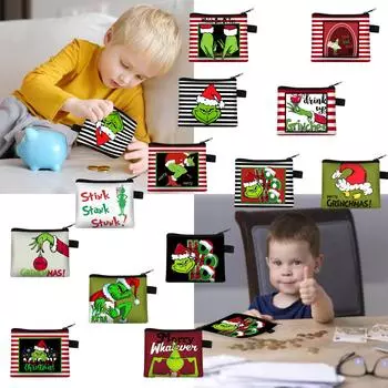 Рождественский детский кошелек с принтом, полиэстеровая сумка для карточек, сумка для хранения ключей и монет One Size