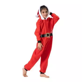Рождественский детский костюм унисекс для мальчиков и девочек, новогодняя детская пижама с капюшоном Санта-Клауса M красный