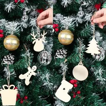 Рождественский DIY деревянный кулон Веселое рождественское украшение для дома 2024 года Рождественский декор для вечеринки Украшение Навидад Натал Подарки на Новый год 2025