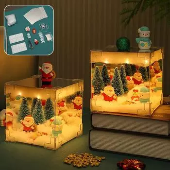 Рождественский DIY Magic Cube Украшение LED Ручной работы Светящийся Настольный Материал для Поделок Упаковка Рождественский Подарок Сцена Украшения Реквизит