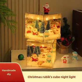 Рождественский DIY Magic Cube Украшение LED Ручной работы Светящийся Настольный Материал для Поделок Упаковка Рождественский Санта-Клаус Украшения Декор
