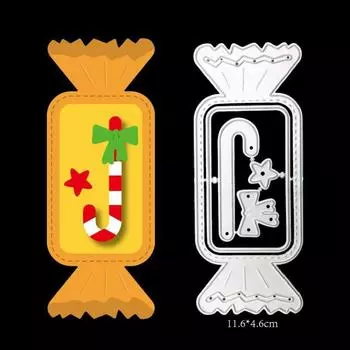 Рождественский дизайн с конфетным бантом, металлический трафарет для резки DIY, альбом для скрапбукинга, фототиснение, бумажная карта, ремесленный декор серебряный