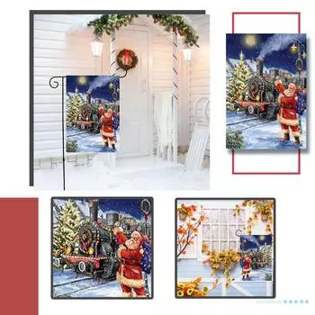 Рождественский Добро пожаловать Сад Флаг Цветок Подоконник Двусторонний Вертикальный Сельский Дом Двор Сезонный Праздник Открытый Украшения One Size красный