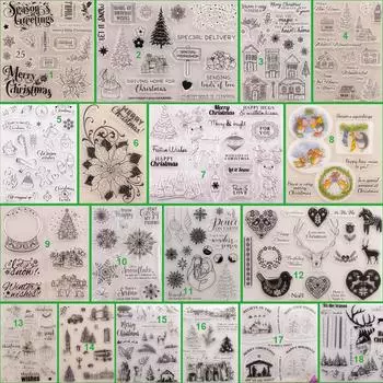 Рождественский дом прозрачные силиконовые прозрачные штампы для печати DIY Скрапбукинг фотоальбом Декор Снеговик Олень Снежинка No.1-Season Greeting