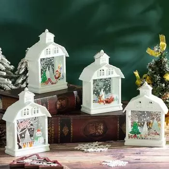 Yousheng Christmas House Wind Light Нежный светодиодный ночник Снеговик Санта-Клаус Лось Элемент Создает атмосферу Окружающее освещение Подвесные украшения на окна Elk