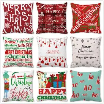 Рождественский домашний чехол для подушки с Рождеством, наволочка с буквами, односторонняя наволочка с принтом 40x40cm