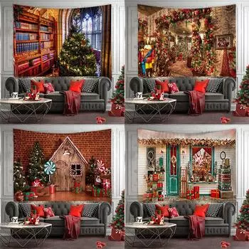 Рождественский домашний декор, гобелен, новогодний праздничный подарок, настенное художественное украшение, фоновая ткань 100x75cm