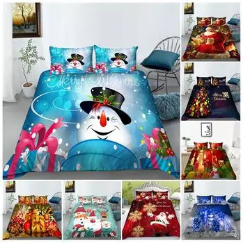 Рождественский домашний комплект постельного белья, пододеяльник, наволочка, полноразмерный домашний комплект одинарного/двуспального постельного белья Baby 100x135cm