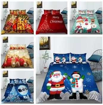 Рождественский домашний комплект постельного белья для спальни, комплект роскошных пуховых одеял и наволочек, односпальная/двуспальная кровать, полноразмерное украшение для дома Baby 100x135cm