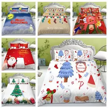 Рождественский домашний комплект постельного белья для спальни, пододеяльник, наволочка, комплект постельного белья, AU/EU/US, полный размер, украшение для дома Baby 100x135cm