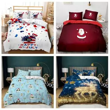 Рождественский домашний комплект постельного белья, пододеяльник, наволочка, домашний комплект постельного белья, AU/EU/US, полный размер, односпальная/двуспальная кровать, домашняя мебель Baby 100x135cm