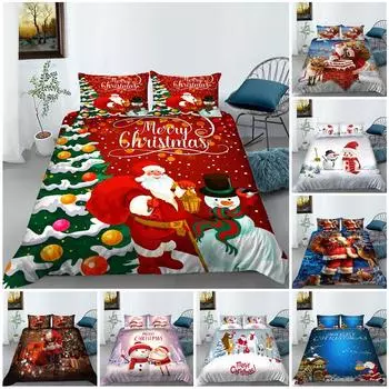 Рождественский домашний комплект постельного белья с 3D цифровой печатью, комплект постельного белья для спальни, пуховое одеяло и наволочка, полноразмерное украшение для дома в Австралии, ЕС и США Baby 100x135cm