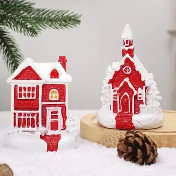 Рождественский домик из смолы, украшения для домашнего рабочего стола One Size красный