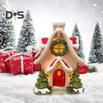 Рождественский домик, украшение для курильницы с легкой снежной крышей, рождественская елка, зимний домик, держатель для благовоний из смолы, настольное украшение, праздничный подарок A