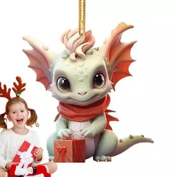 Рождественский дракон, украшения для приборной панели автомобиля, 2D акриловый дракон, подвеска, рождественский дракон, персонаж для украшения автомобиля