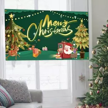 Рождественский дверной баннер с Рождеством, фоновое украшение, подвесные тканевые обои для дома, гаража, офиса, школы 180*90 cm