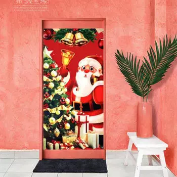 Рождественский дверной чехол, подвесной баннер, полиэстеровые принадлежности, веселые занавески, фоны для