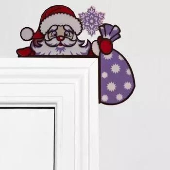 Рождественский дверной топпер Санта-Снеговик Олень Угловая табличка на дверь Деревянная верхняя дверная рама Украшение для декора стены окна