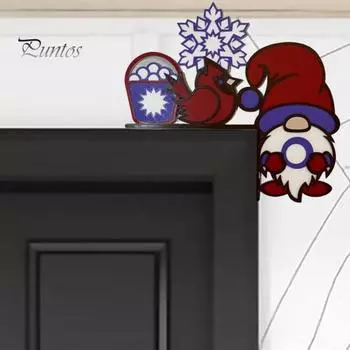 Рождественский дверной топпер Санта-Снеговик Олень Угловая табличка на дверь Деревянная верхняя дверная рама Украшение для декора стены окна A