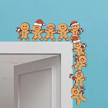 Рождественский дверной угловой знак Пряничный человечек Дверная рама Декор Дверной топпер Металлический уголок