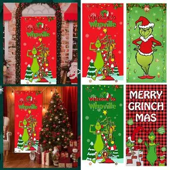 Рождественский дверной занавес Фотофон Ткань Рождественское новогоднее украшение One Size