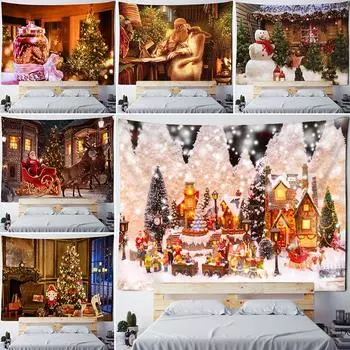 Рождественский Фэнтезийный Замок Гобелен На Стене Каваи Мультфильм Иллюстрация Богемный Стиль Дома 100x75cm