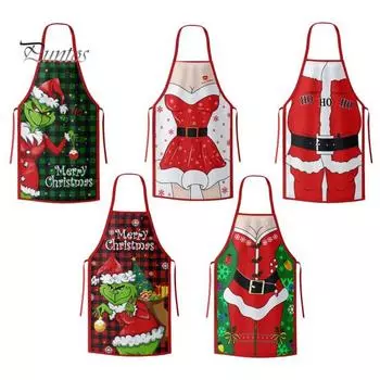 Рождественский фартук для выпечки для женщин и мужчин, регулируемые кухонные фартуки для готовки с милой праздничной графикой, Рождественский фартук для шеф-повара F