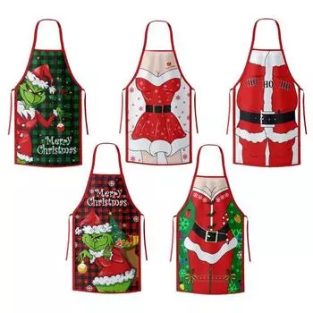 Рождественский фартук для выпечки Yousheng для женщин и мужчин, регулируемые кухонные фартуки для готовки с милой праздничной графикой, Рождественский фартук для шеф-повара