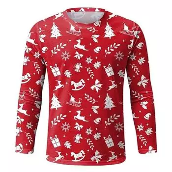Рождественский фестиваль 3D принт с длинным рукавом футболка для мужчин и женщин повседневная мода уличная одежда удобные топы рекламные футболки S
