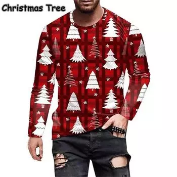 Рождественский фестиваль 3D принт с длинным рукавом футболка для мужчин и женщин повседневная мода уличная одежда удобные топы рекламные футболки S