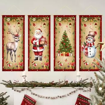Рождественский флаг, подвесной баннер, веселое рождественское украшение для дома и улицы 2024 года, рождественские украшения, подарок на Новый год 2025 года