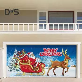 Рождественский фон, декоративная ткань, баннер для гаражных ворот, праздничный узор, простая установка, праздничный новогодний фон, одеяло B