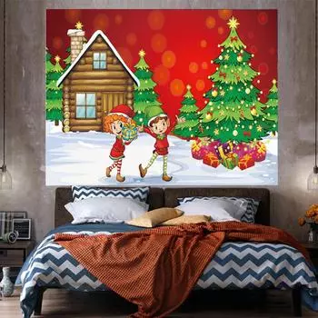 Рождественский фон из ткани, украшения для вечеринки в виде лося Санта-Клауса, плед для подвешивания флага, рождественская ткань для подвешивания, гобелен 100cm*150cm