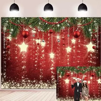 Рождественский фон со сверкающими звездами, Рождественские фоны для фотографии, Рождественский фотофон со сверкающими звездами W100*L75cm