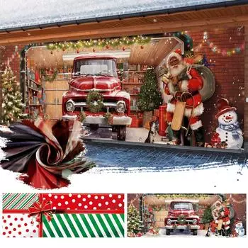 Рождественский фон ткань уличная наклейка на дверь гаража гобелен ткань праздничное украшение для вечеринки соответствующая подвесная ткань One Size