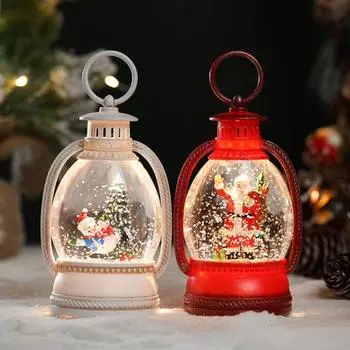 Рождественский фонарь, блестящий Санта-Клаус, снеговик, лампа на батарейках, ночник для дома, праздничные украшения Snowman