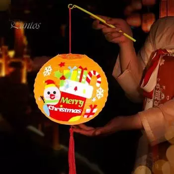 Рождественский фонарь Санта-Клаус Олень Снеговик Носок Рождественский бумажный фонарь DIY Поделка для домашней вечеринки Подвесное украшение A