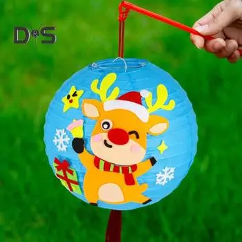 Рождественский фонарь Санта-Клаус Олень Снеговик Носок Рождественский бумажный фонарь DIY Поделка для домашней вечеринки Подвесное украшение A