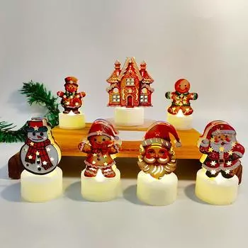Рождественский фонарь, свеча, ночник, украшения, светодиодный Санта-Клаус, снеговик, металлическая лампа, украшение на год, рождественская вечеринка