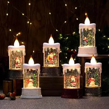 Рождественский фонтан Светящийся ночник со свечой Ветряной светильник Украшение Рождественский подарок Украшение Backpack Old Man бронзовый