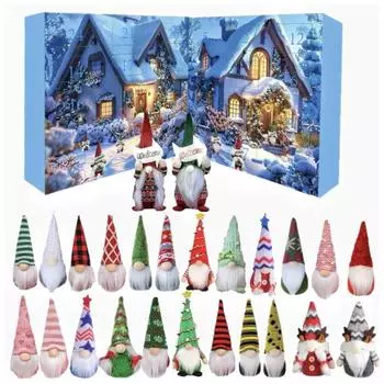 Рождественский гном Адвент-календарь 2025 24 дня до Рождества украшение с 24 коллекционными куклами-гномами для мальчиков, девочек, взрослых A
