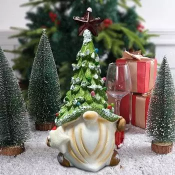 Рождественский гном, безликий карлик, кукла, украшение из смолы, с головой рождественской елки, красочная статуя Санта-Клауса, модель зимнего праздника A