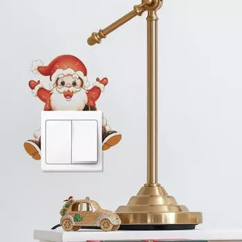 Рождественский гном гостиная крыльцо украшение дома переключатель настенная наклейка 14*14.5CM/fun-kg92