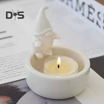 Рождественский гном, керамический подсвечник, подставка для свечей, безликий гном, эльф, подсвечник, украшение, центральный элемент праздничного стола Xmas Santa Claus